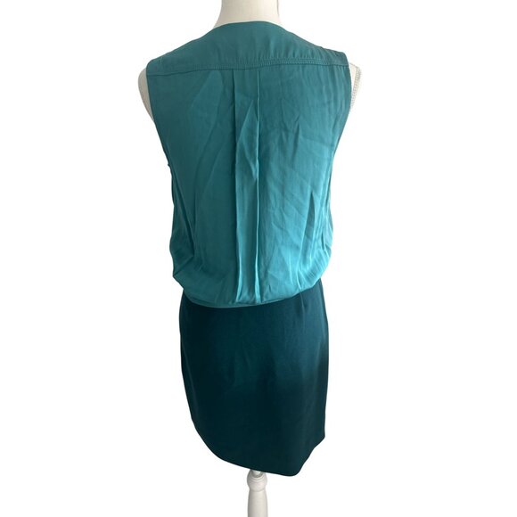DIANE VON FURSTENBERG DVF Colorblock Green Teal Silk Blend Dress Size 6 - Picture 2 of 9